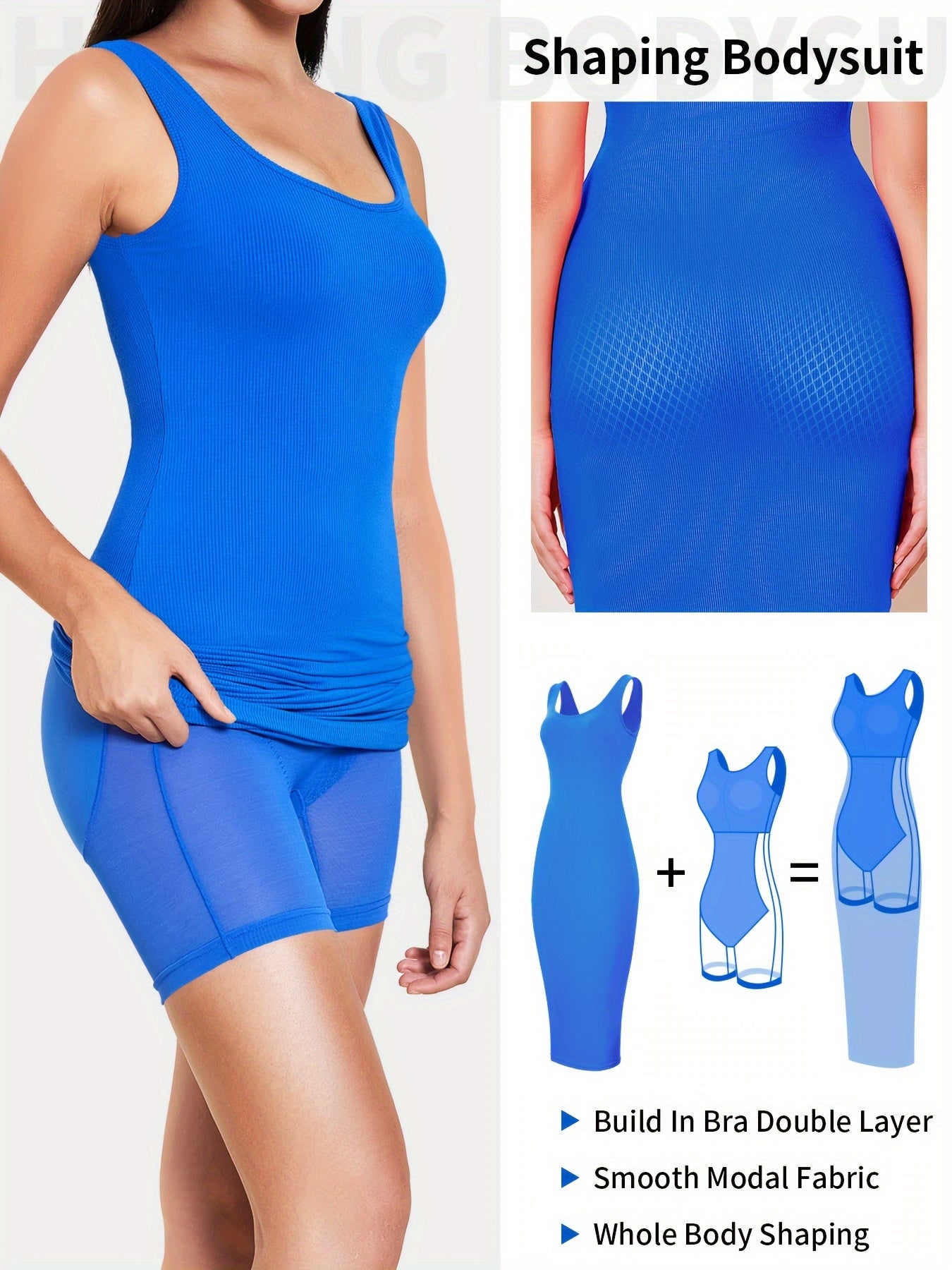 Womens 2-in-1 Shapewear Long Dress - Flattering Fishtail Skirt with Square Neck - Seamless Bodycon Slimming Dress with Discreet Mini Slit and Sculpting Technology