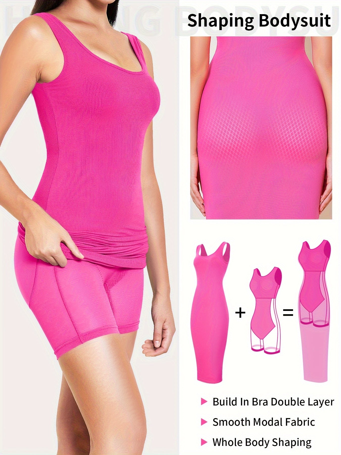 Womens 2-in-1 Shapewear Long Dress - Flattering Fishtail Skirt with Square Neck - Seamless Bodycon Slimming Dress with Discreet Mini Slit and Sculpting Technology