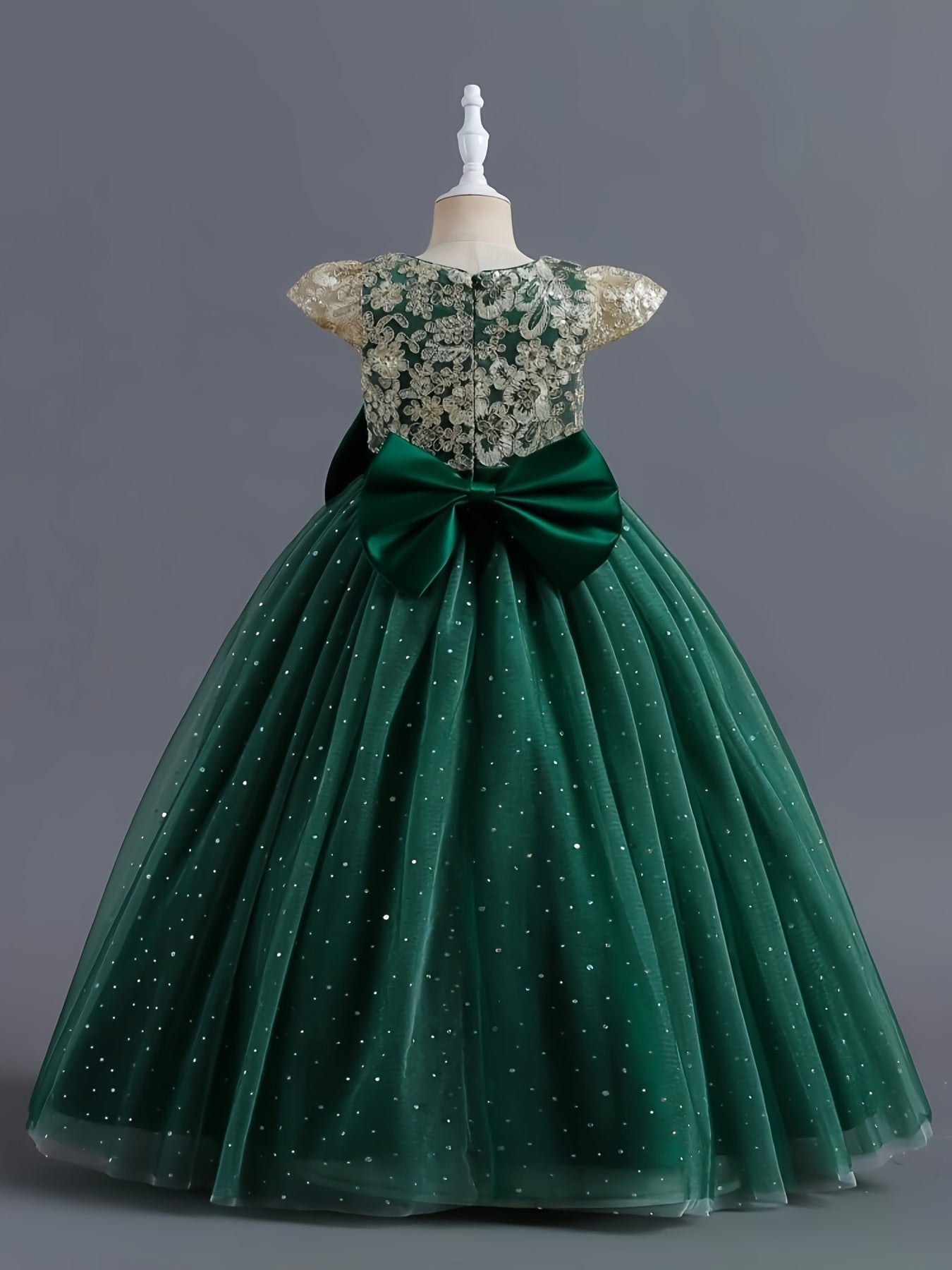 Girls Lace Embroidered Gown, Vintage Kids Tulle Puffy Dress, Wedding Bridesmaid Flower Girl Princess Long Dress, Pageant Formal Ball Gown