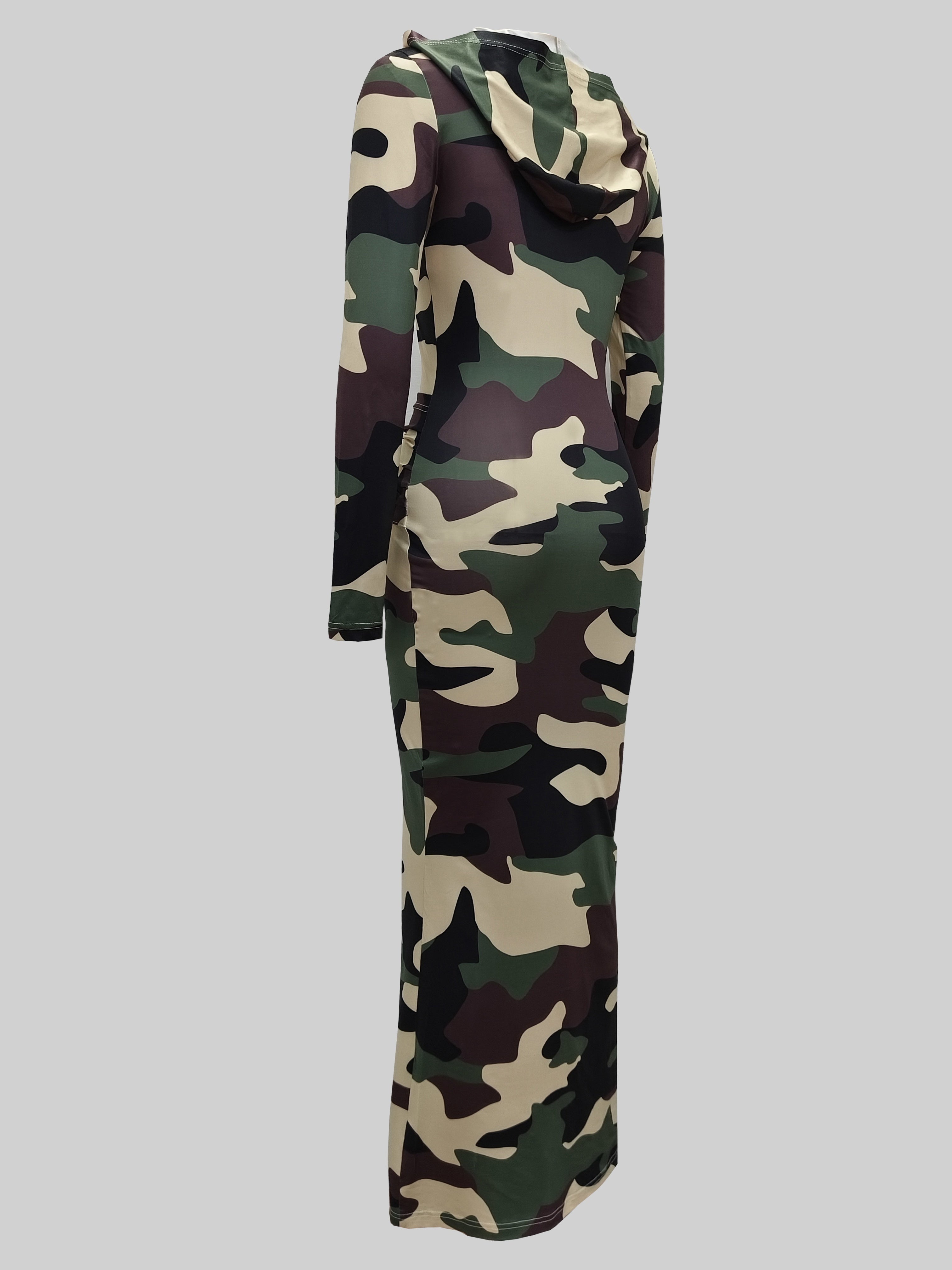 Directional Development Fashion Women's Sexy Dress Hooded Long Dress Long Sleeve Long Dress Camouflage Print Dress Outdoor Camouflage Print Dress Comfortable Cool Breathable Dress Outdoor Daily Fashion Street Dress