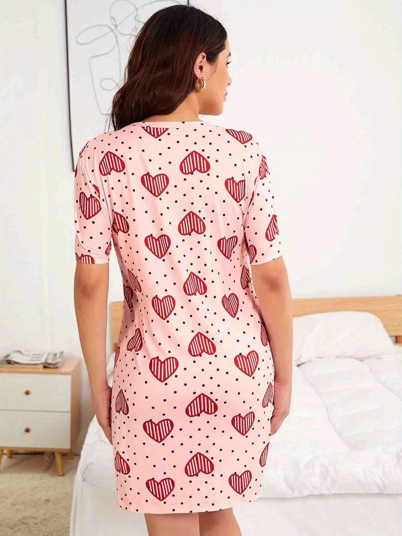 Maternity Clothes Pink Cute Pajamas Spring and Summer Short Sleeve Mid-Long Dress Home Wear Bathrobe Skirt