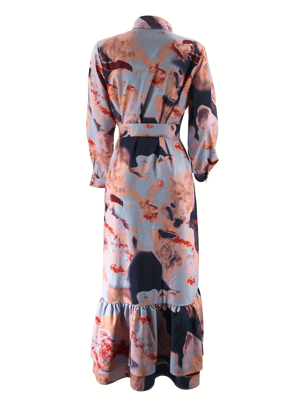 [Muslim Printed Long Dress] Temperament Printed Long Dress - Women's Middle Eastern Muslim Style