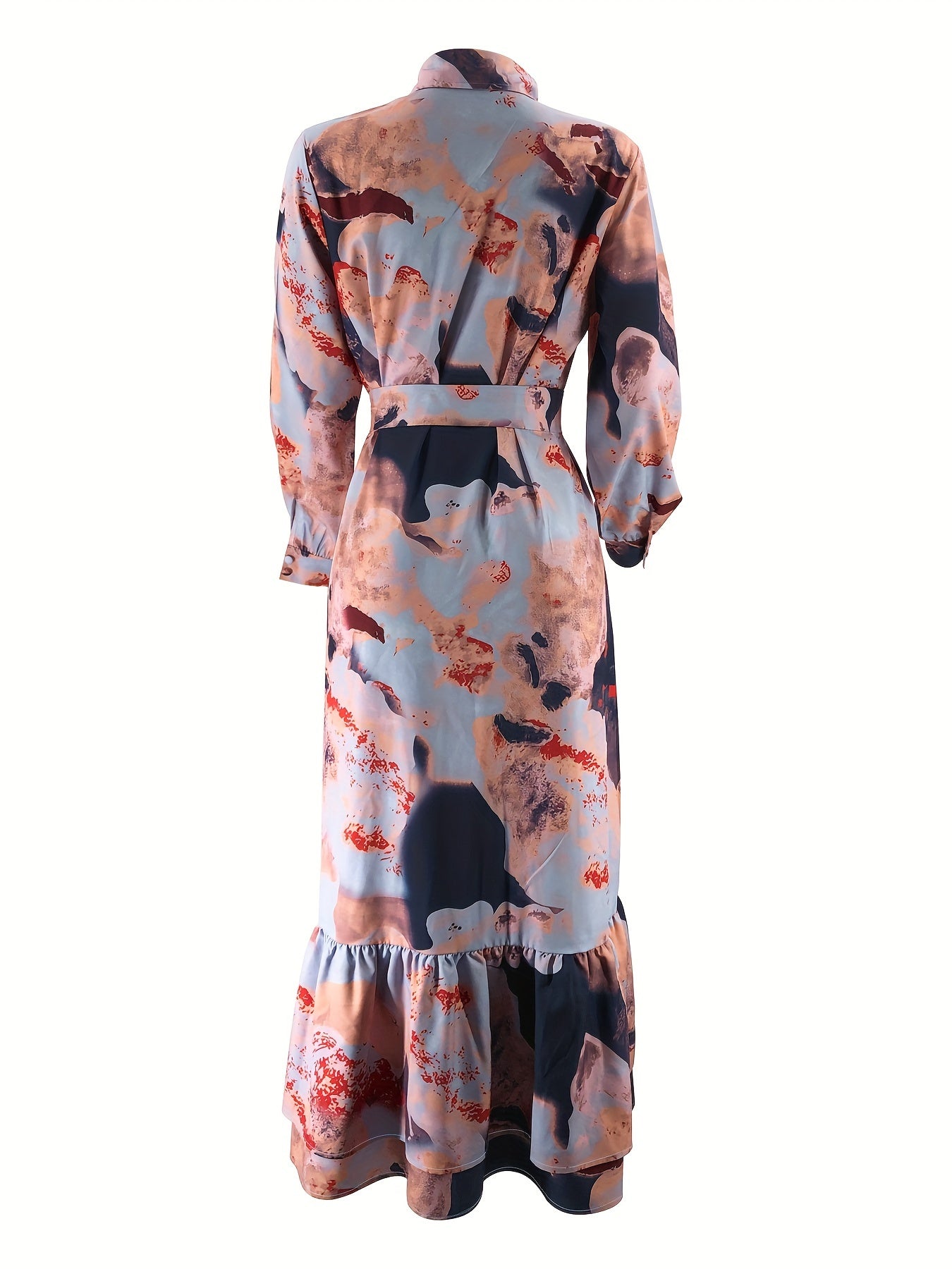[Muslim Printed Long Dress] Temperament Printed Long Dress - Women's Middle Eastern Muslim Style
