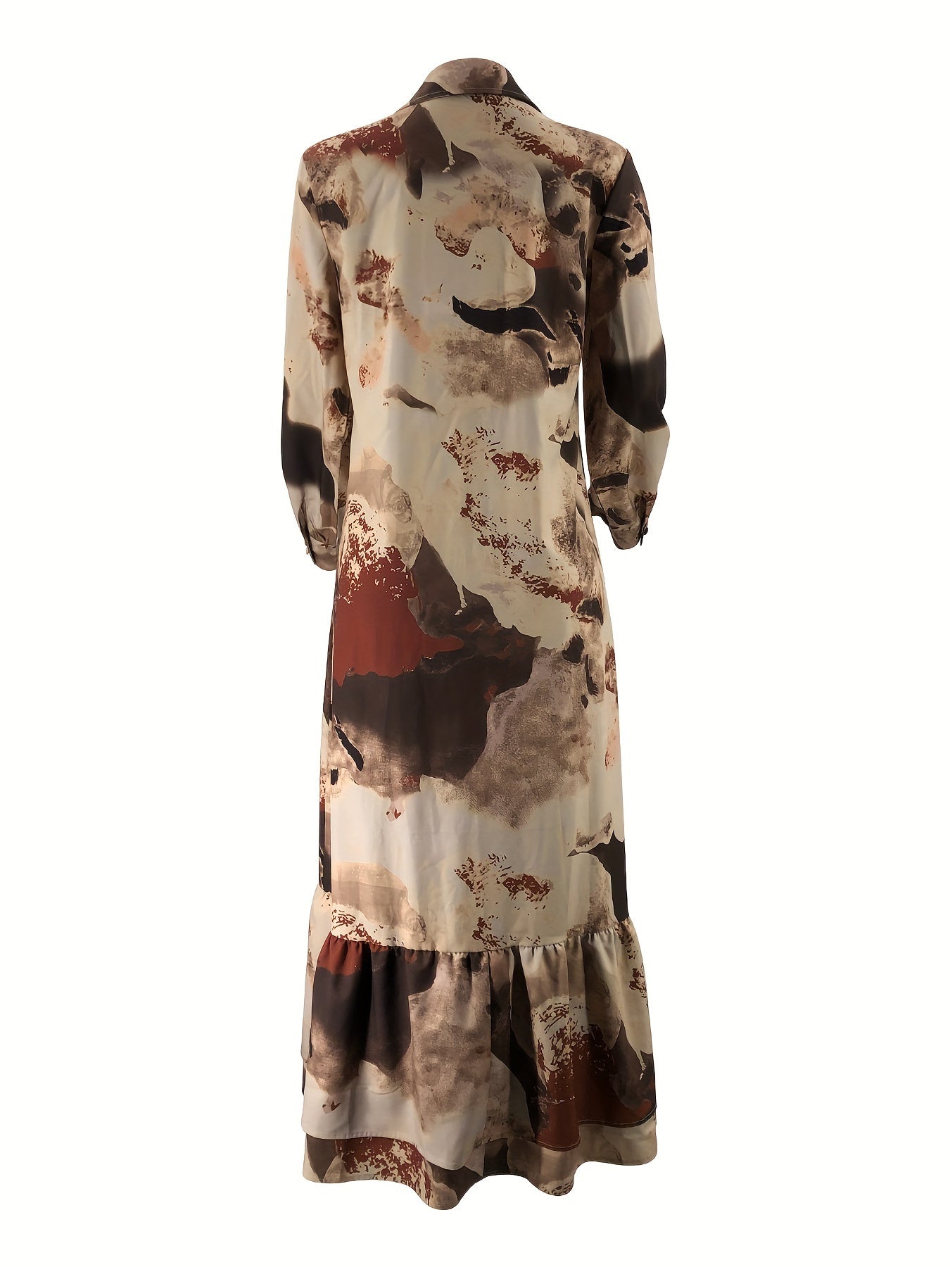 [Muslim Printed Long Dress] Temperament Printed Long Dress - Women's Middle Eastern Muslim Style