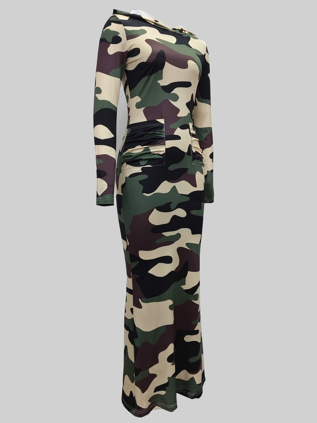 Directional Development Fashion Women's Sexy Dress Hooded Long Dress Long Sleeve Long Dress Camouflage Print Dress Outdoor Camouflage Print Dress Comfortable Cool Breathable Dress Outdoor Daily Fashion Street Dress