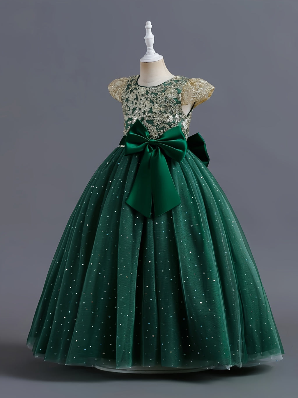 Girls Lace Embroidered Gown, Vintage Kids Tulle Puffy Dress, Wedding Bridesmaid Flower Girl Princess Long Dress, Pageant Formal Ball Gown