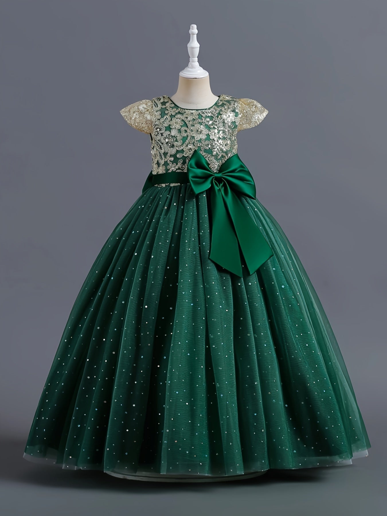 Girls Lace Embroidered Gown, Vintage Kids Tulle Puffy Dress, Wedding Bridesmaid Flower Girl Princess Long Dress, Pageant Formal Ball Gown