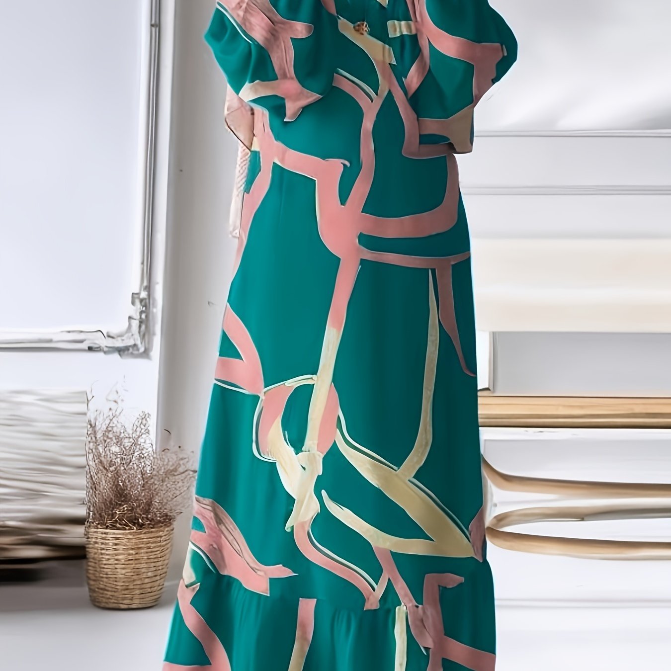 Muslim dress, Middle Eastern attire, printed dress, long dress