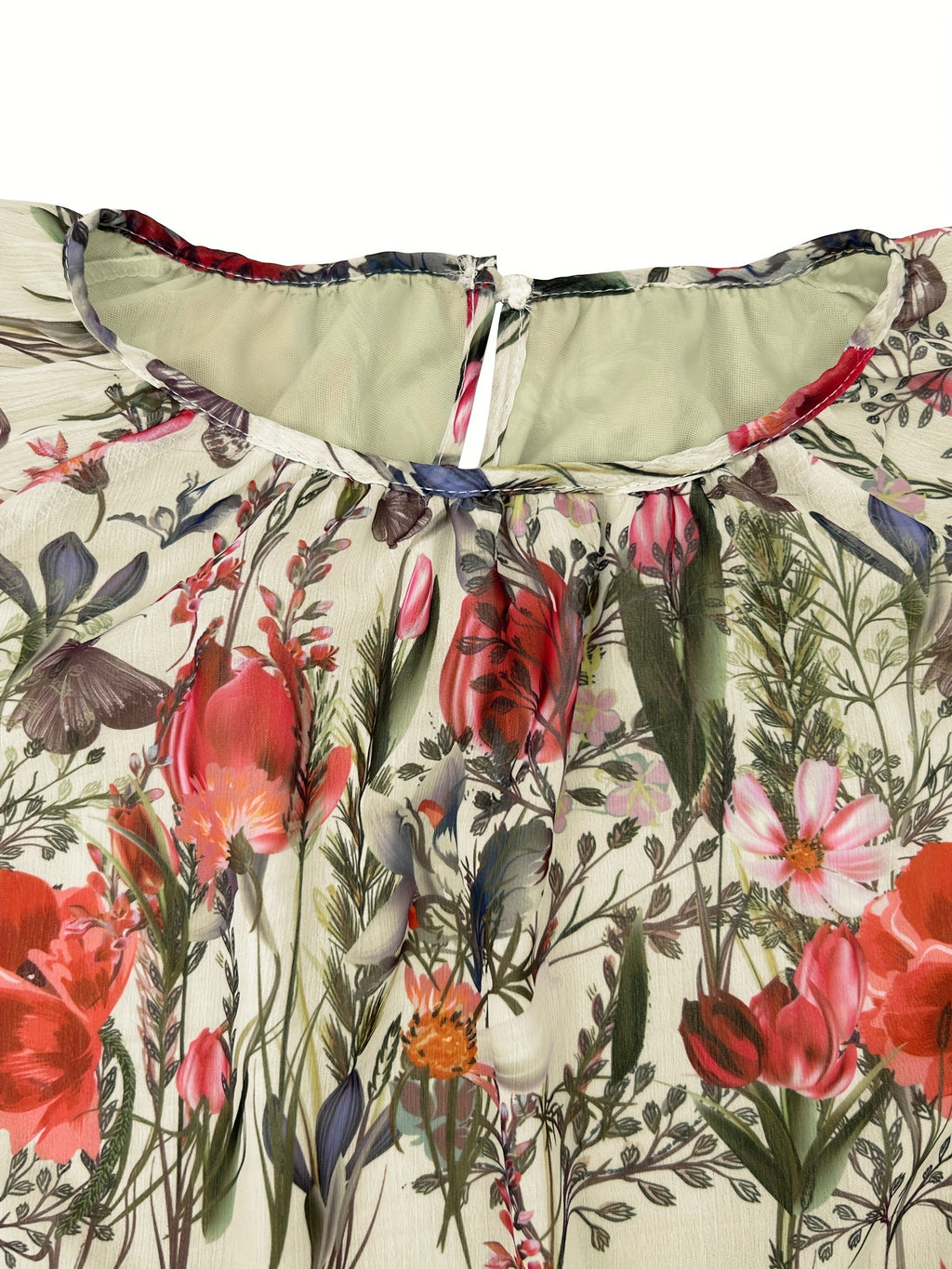 [Popular Choice] Floral Print Long Dress in Polyester with Spandex, Casual Style, Machine Washable - All Seasons