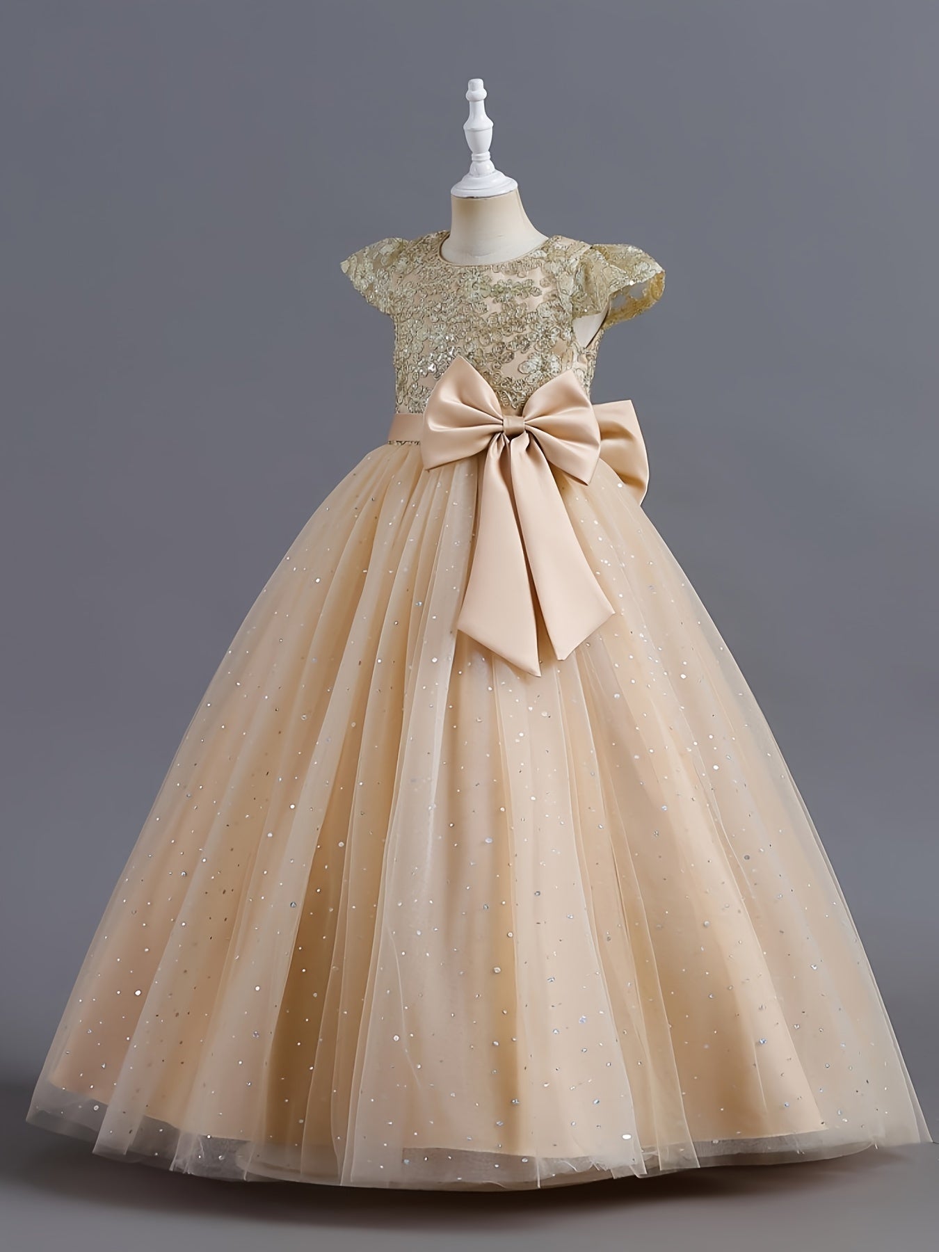 Girls Lace Embroidered Gown, Vintage Kids Tulle Puffy Dress, Wedding Bridesmaid Flower Girl Princess Long Dress, Pageant Formal Ball Gown