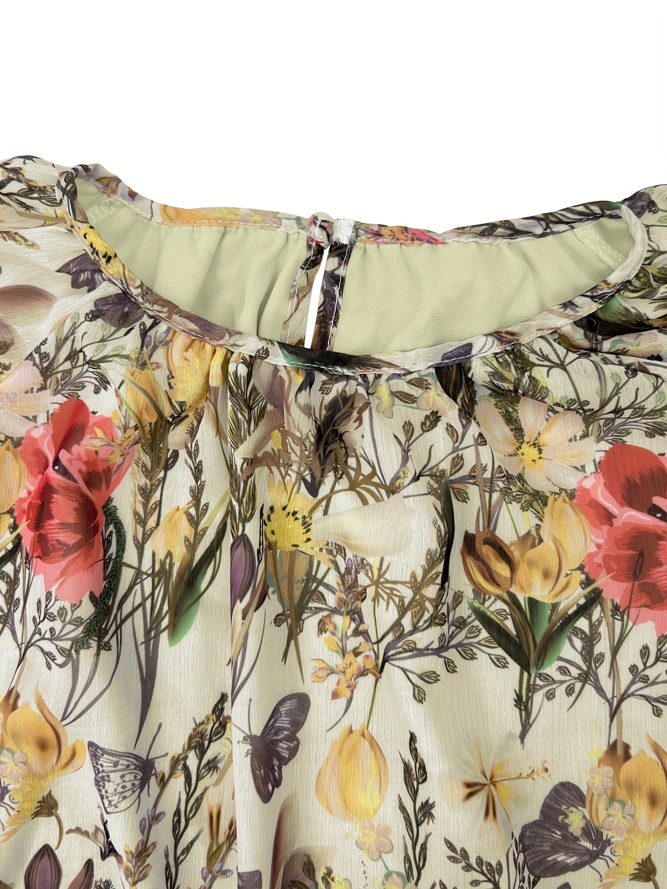 [Popular Choice] Floral Print Long Dress in Polyester with Spandex, Casual Style, Machine Washable - All Seasons