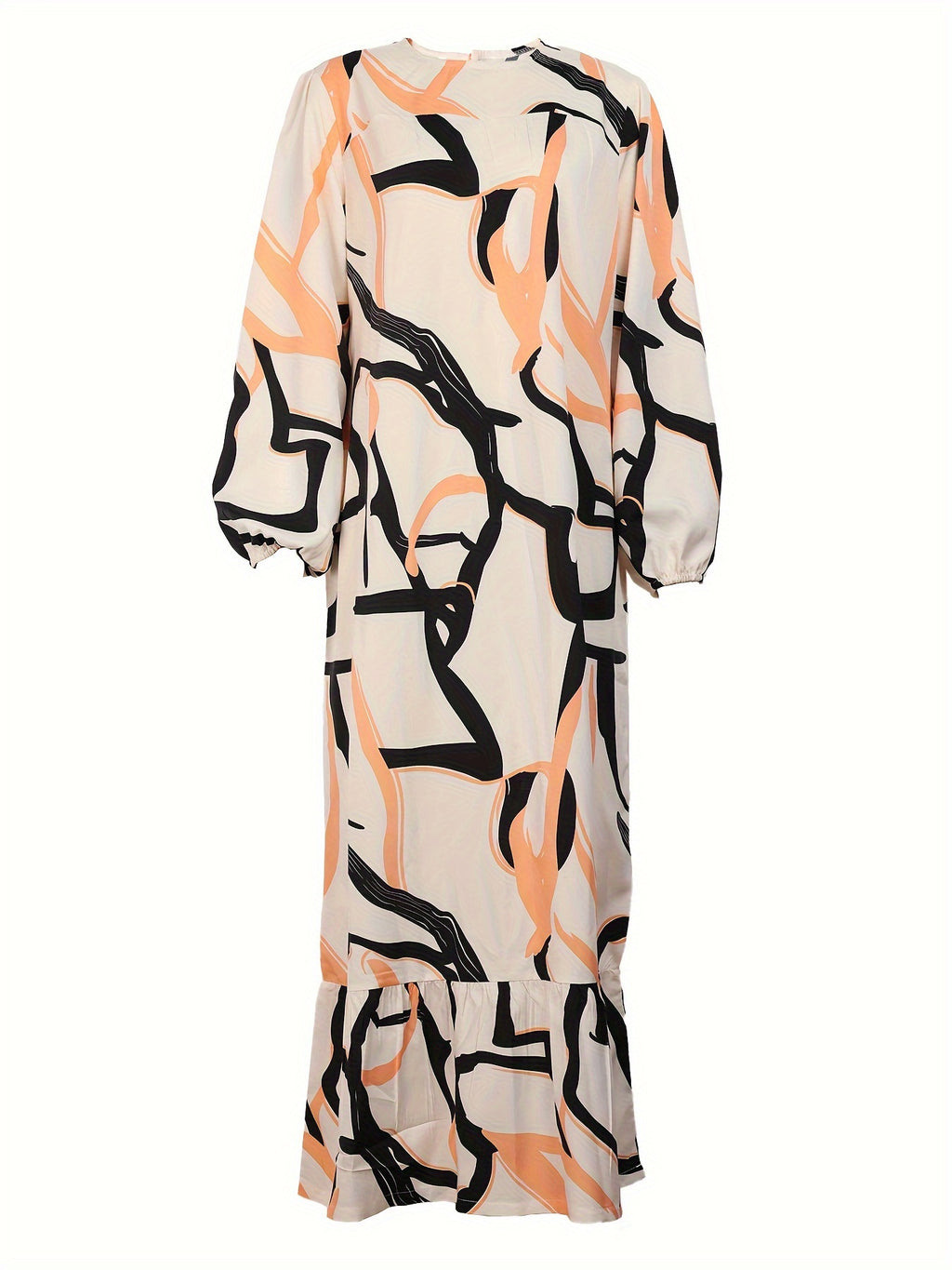 Muslim dress, Middle Eastern attire, printed dress, long dress