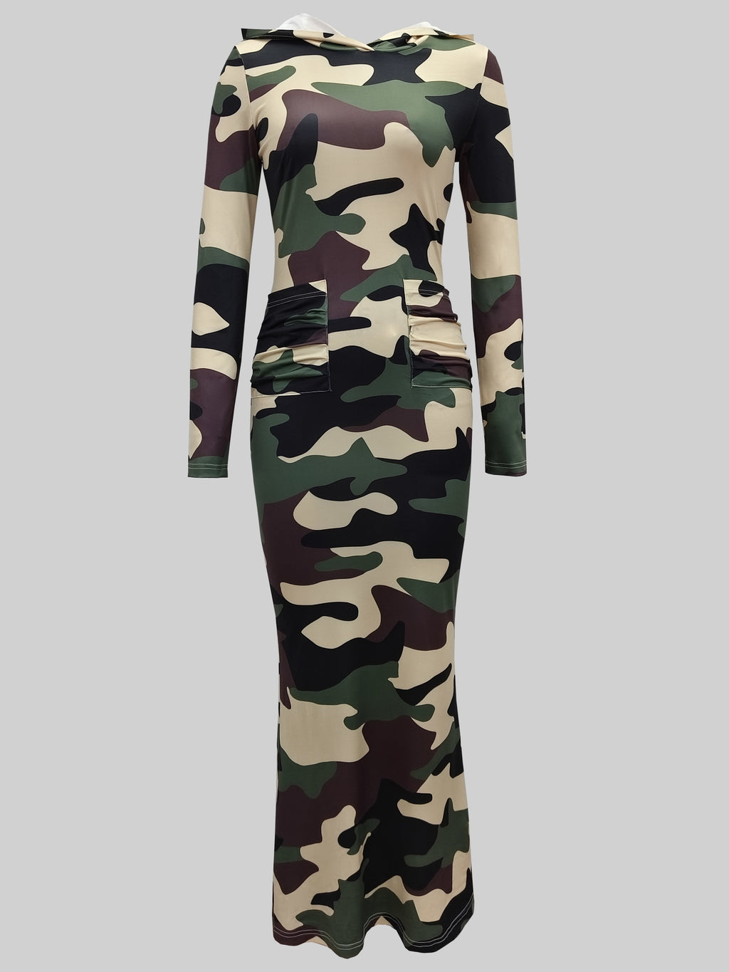 Directional Development Fashion Women's Sexy Dress Hooded Long Dress Long Sleeve Long Dress Camouflage Print Dress Outdoor Camouflage Print Dress Comfortable Cool Breathable Dress Outdoor Daily Fashion Street Dress